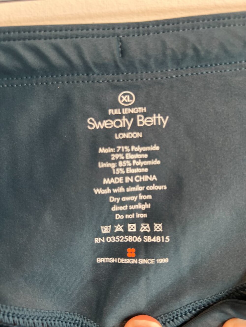 Sweaty Betty High Shine High Waisted Leggings Teal Blue Green XL EUC - Picture 7 of 7